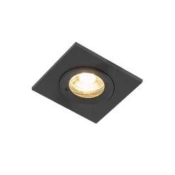 QAZQA Moderne Inbouwspot Zwart IP44 - Xena Square