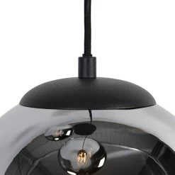 QAZQA Art Deco Hanglamp Zwart Met Smoke Glas 3-lichts - Pallon -Beroemde Verlichtings Winkel 1000015003 0101