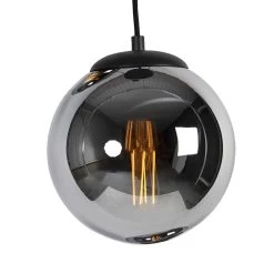 QAZQA Art Deco Hanglamp Zwart Met Smoke Glas 3-lichts - Pallon -Beroemde Verlichtings Winkel 1000015003 0103