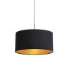 QAZQA Hanglamp Met Velours Kap Zwart Met Goud 50 Cm - Combi -Beroemde Verlichtings Winkel 1000015007