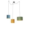 QAZQA Hanglamp Met Velours Kappen Groen, Geel En Blauw - Cava 2 QAZQA Hanglamp Met Velours Kappen Groen, Geel En Blauw - Cava -Beroemde Verlichtings Winkel 1000015012
