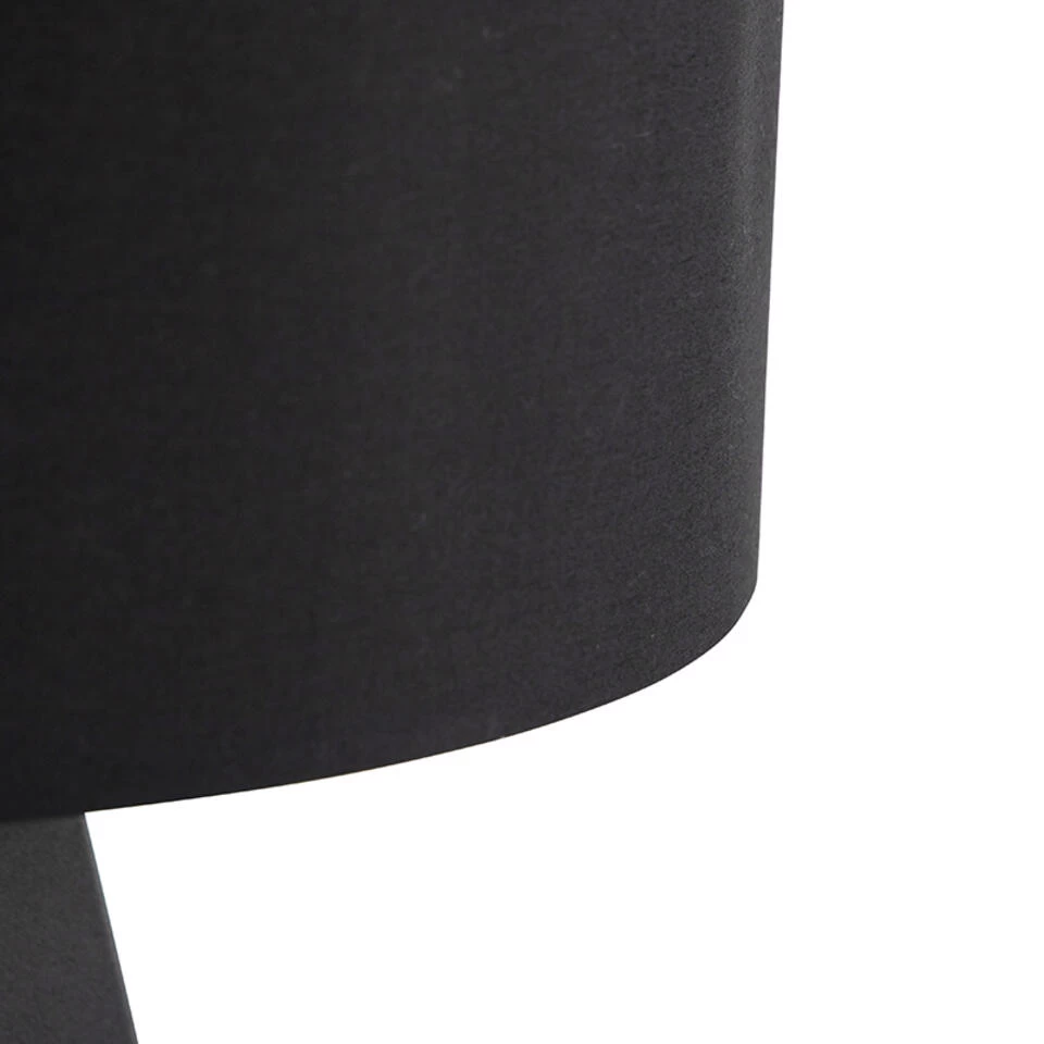 QAZQA Vloerlamp Met Kap Zwart En Gouden Binnenkant - Tripe 4 QAZQA Vloerlamp Met Kap Zwart En Gouden Binnenkant - Tripe - Afbeelding 2