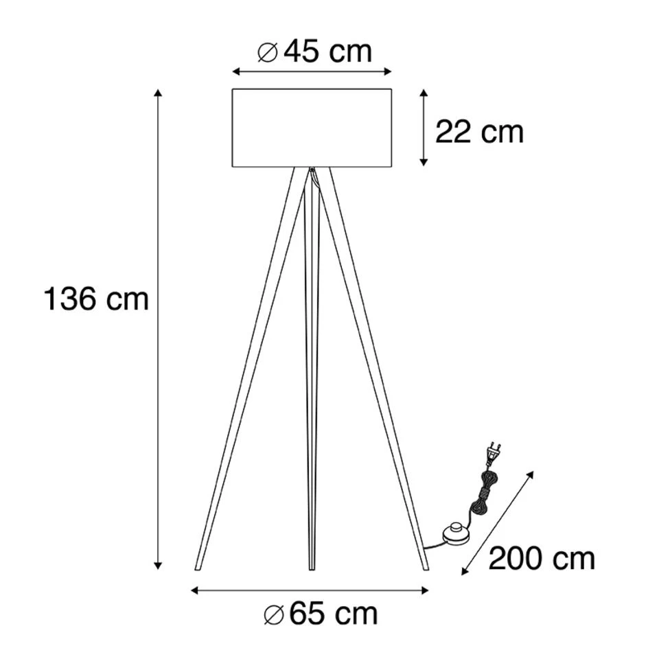 QAZQA Vloerlamp Met Kap Zwart En Gouden Binnenkant - Tripe 5 QAZQA Vloerlamp Met Kap Zwart En Gouden Binnenkant - Tripe - Afbeelding 3