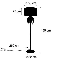 QAZQA Vintage Vloerlamp Goud Met Zwarte Velours Kap 50 Cm - Botanica -Beroemde Verlichtings Winkel 1000015061 0102