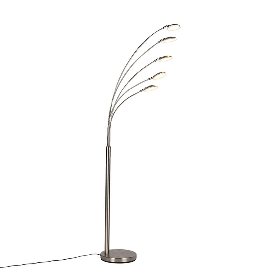 QAZQA Vloerlamp Staal Incl. LED Met Touch Dimmer - Sixties Trento 4 QAZQA Vloerlamp Staal Incl. LED Met Touch Dimmer - Sixties Trento - Afbeelding 2