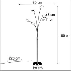 QAZQA Vloerlamp Staal Incl. LED Met Touch Dimmer - Sixties Trento 9 QAZQA Vloerlamp Staal Incl. LED Met Touch Dimmer - Sixties Trento -Beroemde Verlichtings Winkel 1000015079 0103
