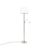 QAZQA Klassieke Vloerlamp Staal Met Witte Kap En Leeslampje - Retro 2 QAZQA Klassieke Vloerlamp Staal Met Witte Kap En Leeslampje - Retro -Beroemde Verlichtings Winkel 1000015084