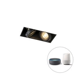 QAZQA Smart Inbouwspot Zwart Incl. 2 Wifi GU10 Trimless - Oneon 2