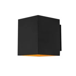 QAZQA Design Wandlamp Zwart En Goud Vierkant - Sola