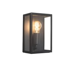 QAZQA IndustriÃ«le Buitenwandlamp Zwart Met Glas IP44 - Rotterdam 2