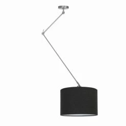 Ylumen Hanglamp Knik - 1 Lichts - 70 X150 Cm - Mat-chroom Zwart