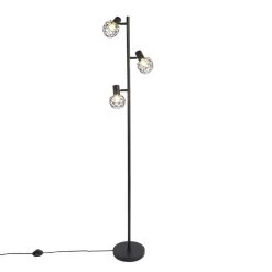 QAZQA Design Vloerlamp Zwart 3-lichts Verstelbaar - Mesh - Zwart