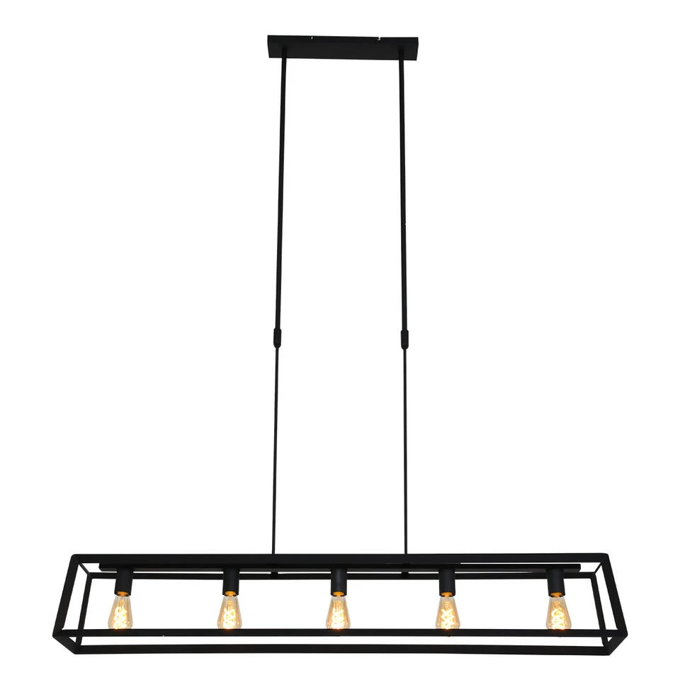 Mexlite Hanglamp - 5 Lichts - 140x130 Cm - Zwart 4 Mexlite Hanglamp - 5 Lichts - 140x130 Cm - Zwart - Afbeelding 2