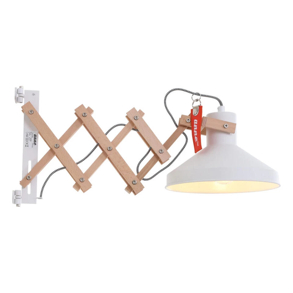 Anne Light & Home Schaarlamp Woody - 1 Lichts - 40-66x23 Cm - Wit 4 Anne Light & Home Schaarlamp Woody - 1 Lichts - 40-66x23 Cm - Wit - Afbeelding 2