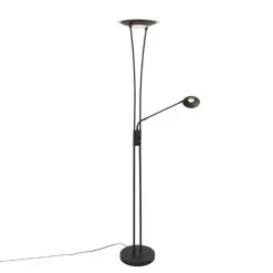 QAZQA Moderne Vloerlamp Zwart Incl. LED Met Leesarm - Ibiza