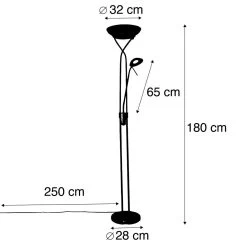 QAZQA Vloerlamp Staal Incl. LED En Dimmer Met Leeslamp - Empoli -Beroemde Verlichtings Winkel 1000024903 0103