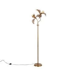 QAZQA Vintage Vloerlamp Goud 2-lichts - Botanica
