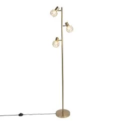 QAZQA Design Vloerlamp Goud 3-lichts Verstelbaar - Mesh