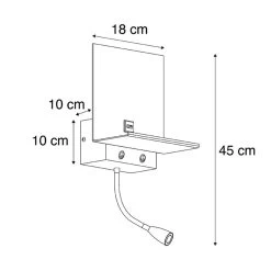 QAZQA Moderne Wandlamp Zwart Met USB En Flexarm - Flero -Beroemde Verlichtings Winkel 1000024936 0102