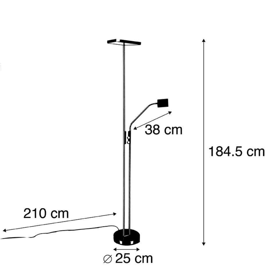 QAZQA Moderne Vloerlamp Incl. LED En Dimmer Met Leeslamp - Uplighter Jazzy 6 QAZQA Moderne Vloerlamp Incl. LED En Dimmer Met Leeslamp - Uplighter Jazzy - Afbeelding 4