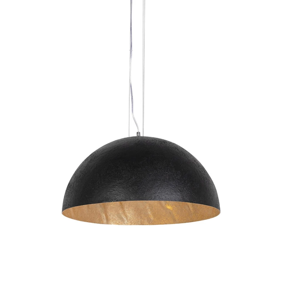QAZQA Industriële Hanglamp Zwart Met Goud 50 Cm - Magna 2 QAZQA Industriële Hanglamp Zwart Met Goud 50 Cm - Magna