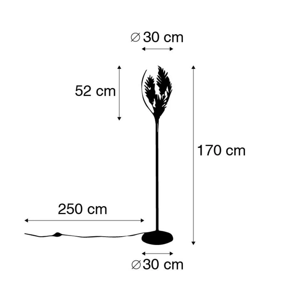 QAZQA Vintage Vloerlamp Goud - Botanica 5 QAZQA Vintage Vloerlamp Goud - Botanica - Afbeelding 3
