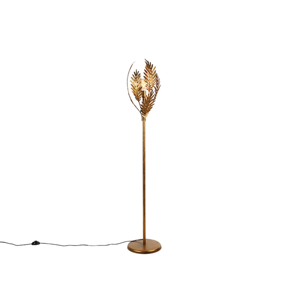 QAZQA Vintage Vloerlamp Goud - Botanica 3 QAZQA Vintage Vloerlamp Goud - Botanica