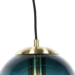 QAZQA Art Deco Hanglamp Messing Met Oceaanblauw Glas 20 Cm - Pallon -Beroemde Verlichtings Winkel 1000039518 0103