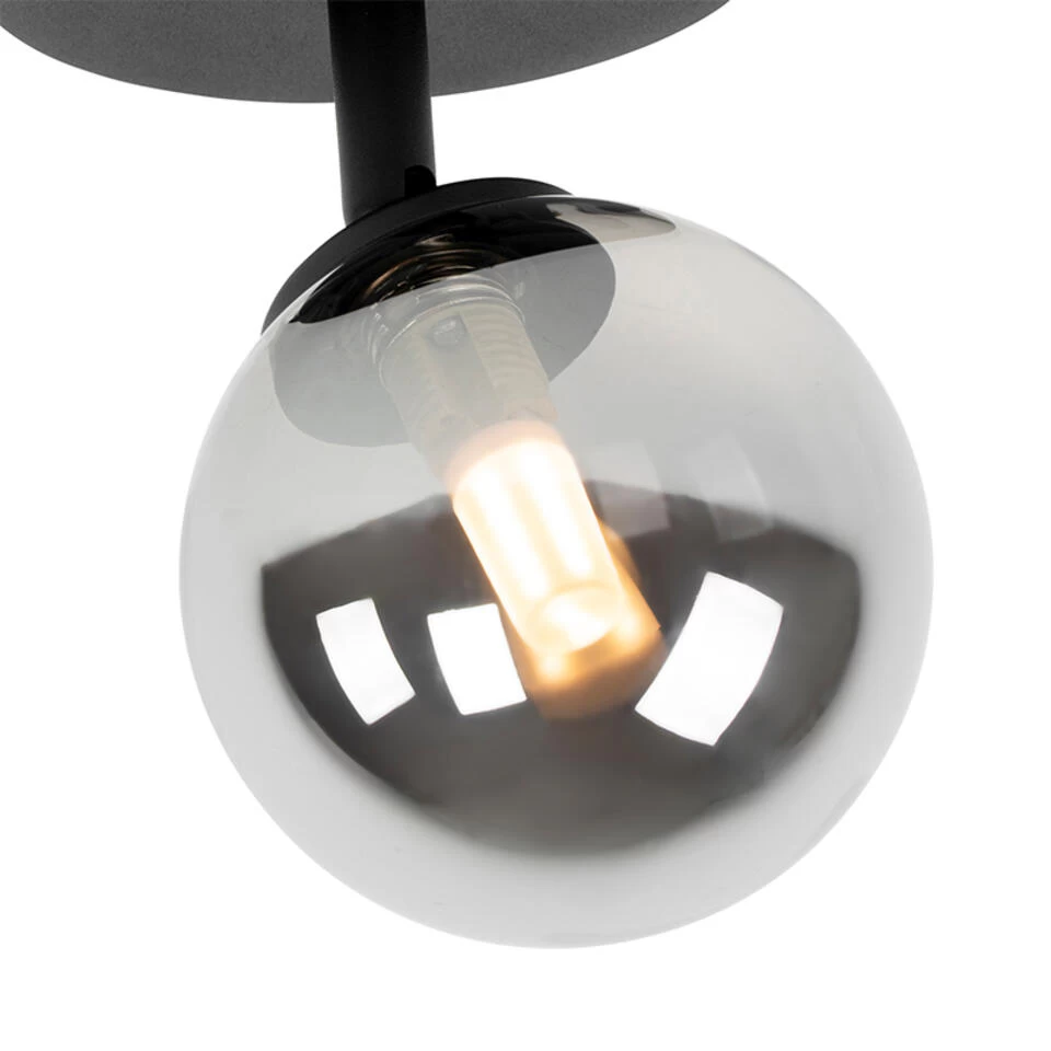 QAZQA Landelijke Spot Zwart Verstelbaar Met Smoke Glas - Athens 4 QAZQA Landelijke Spot Zwart Verstelbaar Met Smoke Glas - Athens - Afbeelding 2