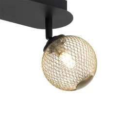 QAZQA Spot Zwart Met Goud 2-lichts - Athens Wire 9 QAZQA Spot Zwart Met Goud 2-lichts - Athens Wire -Beroemde Verlichtings Winkel 1000039586 0103