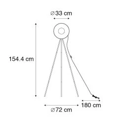 QAZQA Vloerlamp Zwart Met Goud 154,4 Cm Tripod - Magnax Eco -Beroemde Verlichtings Winkel 1000043893 0102