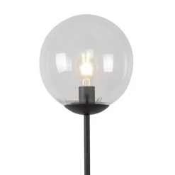 QAZQA Art Deco Vloerlamp Zwart Met Helder Glas - Pallon -Beroemde Verlichtings Winkel 1000044176 0101