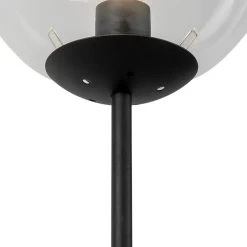 QAZQA Art Deco Vloerlamp Zwart Met Helder Glas - Pallon -Beroemde Verlichtings Winkel 1000044176 0103