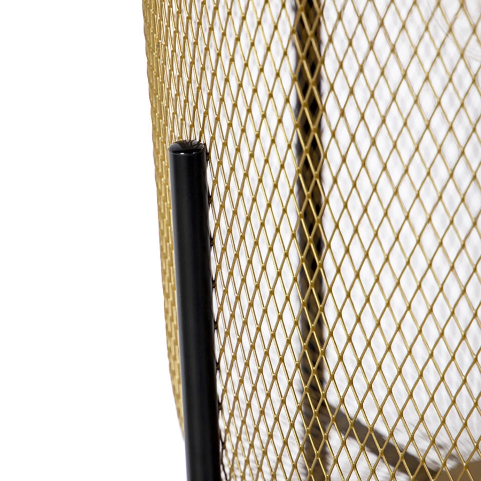 QAZQA Moderne Zwart Met Gouden Vloerlamp - Bliss Mesh 4 QAZQA Moderne Zwart Met Gouden Vloerlamp - Bliss Mesh - Afbeelding 2