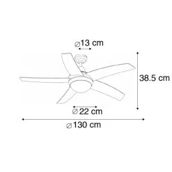 QAZQA Plafondventilator Staal Met Afstandsbediening - Cool 52 -Beroemde Verlichtings Winkel 1000045454 0103