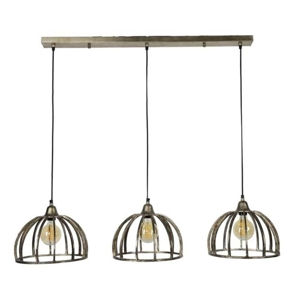 Industriële Hanglamp Rib 3-lichts - 32x118x150 Cm - Metaal - Grijs 4 Industriële Hanglamp Rib 3-lichts - 32x118x150 Cm - Metaal - Grijs - Afbeelding 2