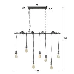 Industriële Hanglamp Loua - 10x120x150 Cm - Metaal - Zilverkleurig -Beroemde Verlichtings Winkel 1000047550 0103