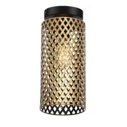 Freelight Plafondlamp Cestino - 1 Lichts - 15 X34 Cm - Zwart - Goud