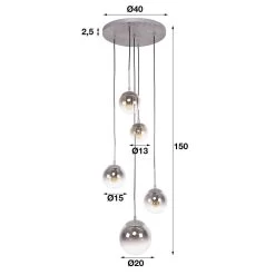 Hoyz - Hanglamp Bubble Shaded - Getrapt - 5 Lampen - Industrieel -Beroemde Verlichtings Winkel 1000051663 0101