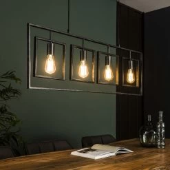 Hoyz - Hanglamp Met 4 Lampen - Turn Square - Grijs - 109cm Breed - Industrieel -Beroemde Verlichtings Winkel 1000051688 0101