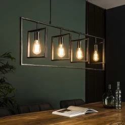 Hoyz - Hanglamp Met 4 Lampen - Turn Square - Grijs - 109cm Breed - Industrieel -Beroemde Verlichtings Winkel 1000051688 0102