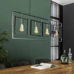Hoyz - Hanglamp Met 4 Lampen - Turn Square - Grijs - 109cm Breed - Industrieel -Beroemde Verlichtings Winkel 1000051688 0103
