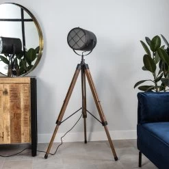 Industriële Vloerlamp Pesaro Driepoot - 150x35x150 Cm - Metaal - Zwart -Beroemde Verlichtings Winkel 1000056605 0101