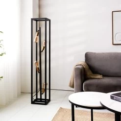 Industriële Vloerlamp Otis Zwart Goud - 130x24x130 Cm - Metaal - Zwart -Beroemde Verlichtings Winkel 1000056614 0101