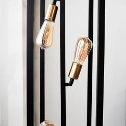 Industriële Vloerlamp Otis Zwart Goud - 130x24x130 Cm - Metaal - Zwart -Beroemde Verlichtings Winkel 1000056614 0102