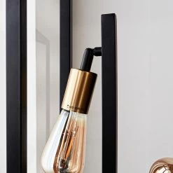 Industriële Vloerlamp Otis Zwart Goud - 130x24x130 Cm - Metaal - Zwart -Beroemde Verlichtings Winkel 1000056614 0103