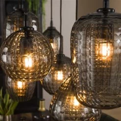 Hoyz - Hanglamp 4+3 Hexagon Mix - Smoke Grey Glas 9 Hoyz - Hanglamp 4+3 Hexagon Mix - Smoke Grey Glas -Beroemde Verlichtings Winkel 1000057776 0103