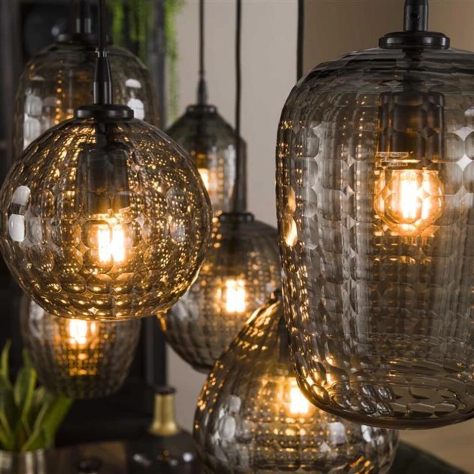 Hoyz - Hanglamp 4+3 Hexagon Mix - Smoke Grey Glas 6 Hoyz - Hanglamp 4+3 Hexagon Mix - Smoke Grey Glas - Afbeelding 4