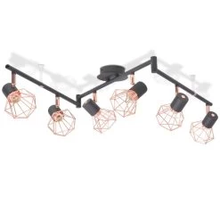 VidaXL Plafondlamp Met 6 Spotlights E14 Zwart En Koper