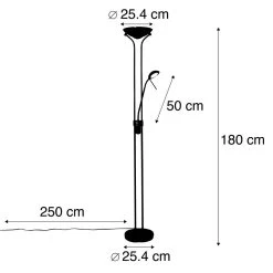 QAZQA Moderne Vloerlamp Messing Met Leeslamp Incl. LED Dim To Warm - Diva -Beroemde Verlichtings Winkel 1000061868 0102